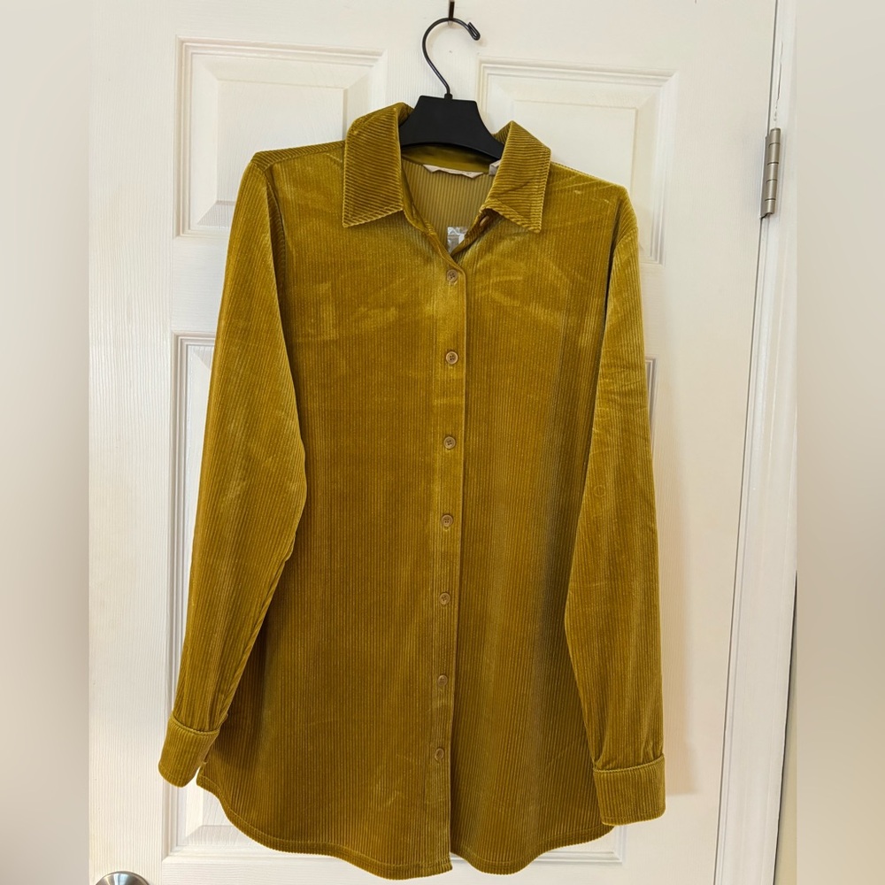 Soft Surroundings Mustard Corduroy Button-Up Shirt M 10/12
